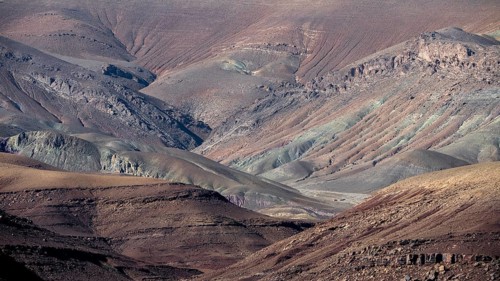 Colourful mountains, layered landscape, Gorges du Dades, Dades Gorge, Taboulmante, Morocco, Africa