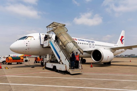 China Eastern's first COMAC C919 aircraft developed entirely in China with the registration B-919F