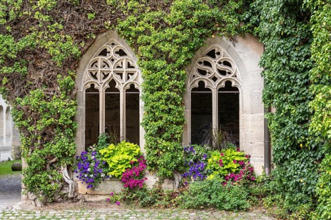 Tracery, Gothic-style windows, Bebenhausen Monastery and Palace, former Cistercian Abbey, Tübingen