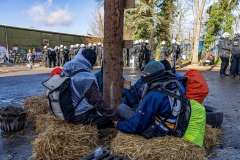 Beginning of the eviction of the Lützerath hamlet, camp of climate activists and squatters, at the