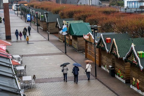 The Christmas market at the Centro shopping centre, set up but closed due to the 2nd lockdown