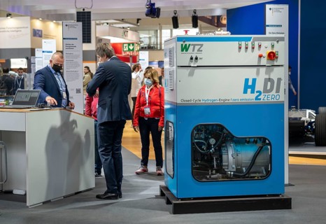 First day at the Hannover Messe 2022, industrial trade fair, after a 2-year corona break, stand of