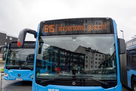 WSW bus advertising board, for new bus drivers, bus car park, during break times, above the central