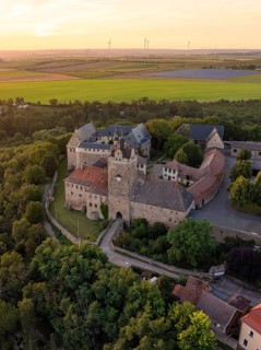 Sublime castle with surrounding greenery at sunset, Allstedt, Harz, Germany, Europe