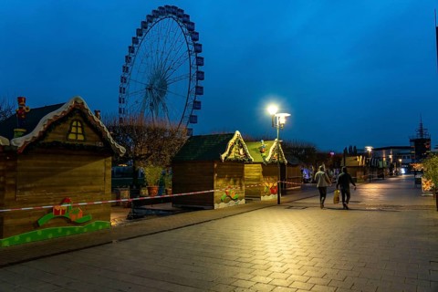 The Christmas market at the Centro shopping centre, set up but closed due to the 2nd lockdown