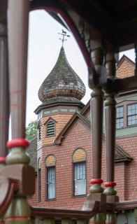 Muskegon, Michigan, The Charles Hackley house from the porch of the Thomas Hume house at the