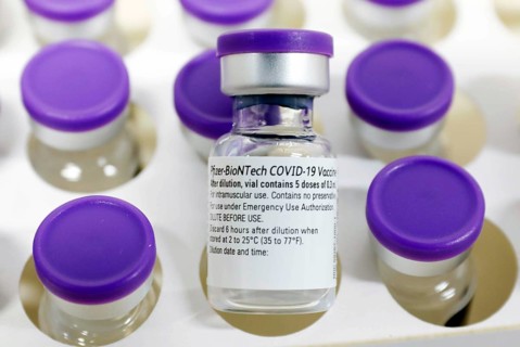 Vaccine vials with the Covid19 Biontech Pfizer vaccine, Schönefeld, 15 February 2021
