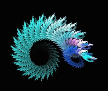 Abstract blue spiral fractal background on the black