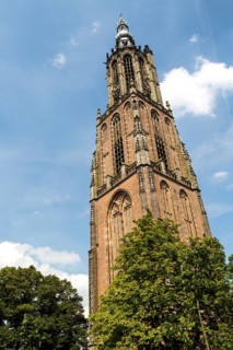 Gothic church clock tower, Onze Lieve Vrouwetoren, Amersfoort, Netherlands