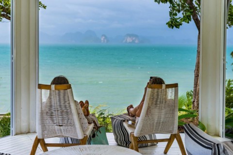 View of Phang Nga bay near Koh Yai Noi, seascape, seascape, nature, natural landscape, chalk