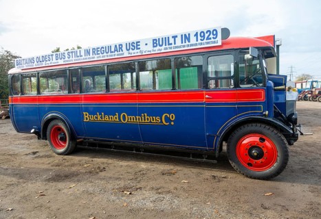 Vintage Dennis 1929 single decker bus at auction, Campsea Ashe, Suffolk, England, UK DENNIS ES TYPE