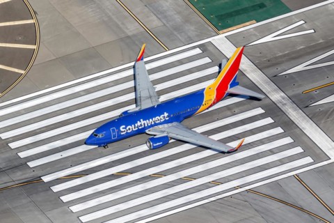 A Southwest Airlines Boeing 737-700 aircraft with registration number N7838A at Los Angeles