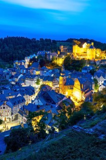 The town of Monschau, in the Eifel, on the river Rur, North Rhine-Westphalia, Germany, Europe