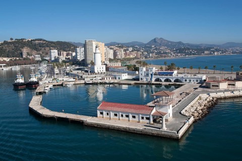 Beach front apartment buildings Malaga, Spain, Europe