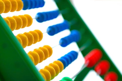 A simple calculating machine, abacus, wooden abacus, studio