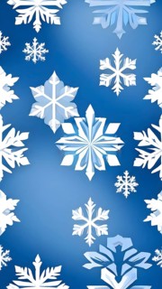 Abstract pattern of snowflakes in varying sizes and shapes in soft white and blue gradients, AI