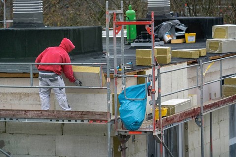 Building site, thermal insulation, external insulation, facade insulation, is attached to the
