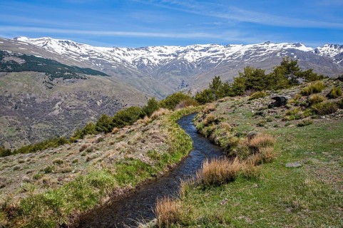 Water channel for irrigation known as an acequia, Sierra Nevada Mountains in the High Alpujarras,