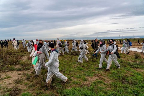 Protest action against the demolition of the village of Lützerath in the Rhenish lignite mining