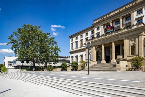 Stuttgart City Museum with new staircase, Stadtpalais. Wilhelmspalais, former residence of the last