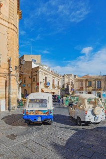Ape cars, Ortygia, Syracuse, Sicily, Italy, Europe