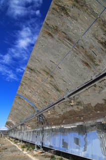 Curved concave reflector panels desalinisation plant at the solar energy scientific research