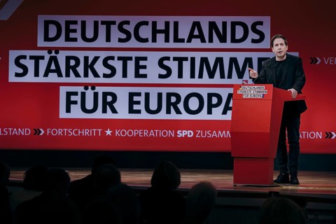 Kevin Kuehnert, Secretary General of the SPD, recorded at the European Delegates' Conference of the