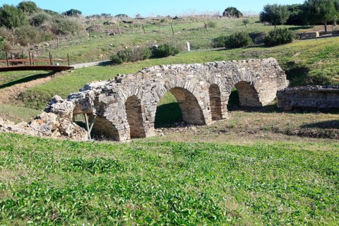 Punta Paloma bridge aqueduct at Baelo Claudia Roman site, Cadiz Province, Spain, Europe