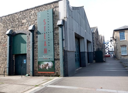 Steam railway museum attraction housed in Great Western Railway workshops built in the mid
