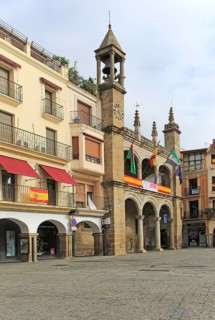 Ayuntamiento town hall historic buildings Plaza Mayor, Plasencia, Caceres province, Extremadura,