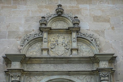 Detail above portal, coat of arms, relief, stone wall, masonry, Hohentübingen Castle, Museum of the