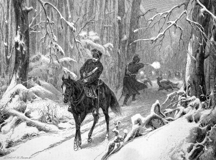 Scene from the winter campaign of 1870, Historical, digitally restored reproduction from a 19th