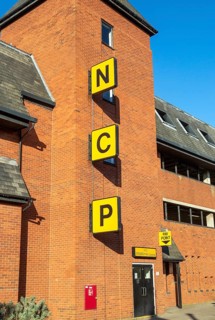 NCP sign, National Car Parks, Foundation Street, Ipswich, Suffolk, England, UK