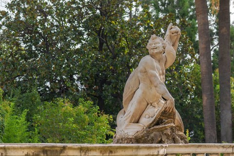 Figure of the satyr fountain in the garden of the Villa del Principe, Palazzo di Andrea Doria,
