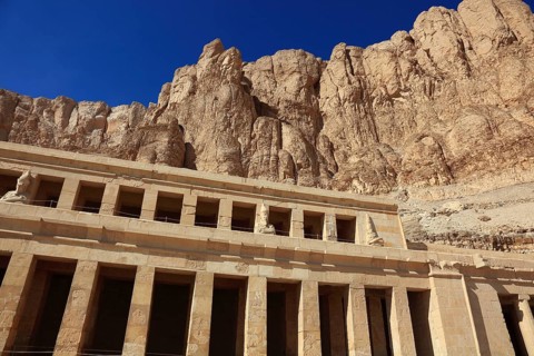 Part of the temple complex, mortuary temple of the first female pharaoh Hatshepsut, Hatshepsut