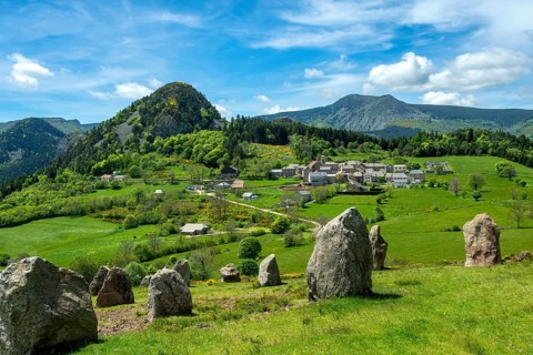 Megalithic Land Art Installation Near Borée Village in the Ardeche Mountains. Monts d'Ardeche
