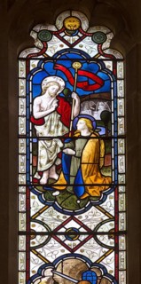 Stained glass window church of Saint John, Saxmundham, Suffolk, England, UK by Lavers, Barrand and