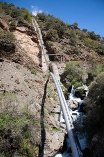 Pipeline for HEP electricity generation River Rio Poqueira gorge valley, High Alpujarras, Sierra
