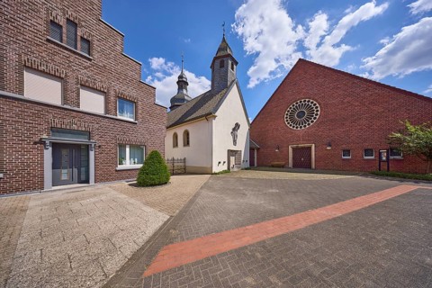 St Mauritius Church and residential building in the Hausdülmen district, Dülmen, Münsterland,