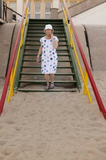 Elderly tourist on the island of Borkum, 21.07.2024