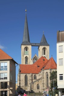 Gothic Martini Church and landmark, St Martini, St, Halberstadt, Harz, Saxony-Anhalt, Germany,