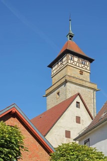 Historic high watchtower built 13th century, city tower, Waiblingen, Baden-Württemberg, Germany,