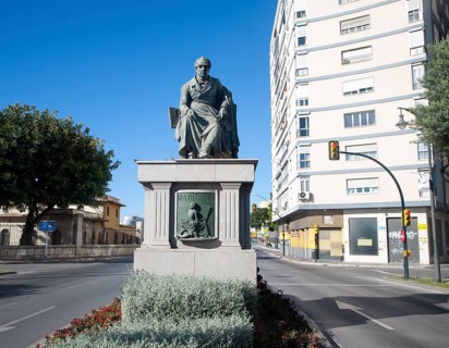 Statue of Manuel Agustin Heredia in Malaga city centre, Spain, Europe