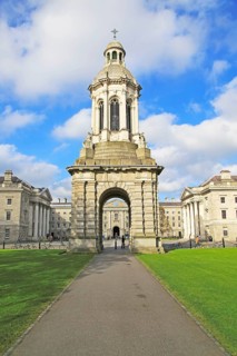 The Campanile bell tower, Trinity College university, city of Dublin, Ireland, Irish Republic,