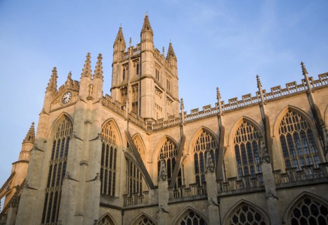 The Abbey late evening sun, Bath, Somerset, England, UK
