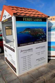 Ticket booth for boat trips to Lobos island at Corralejo, Fuerteventura, Canary Islands, Spain,