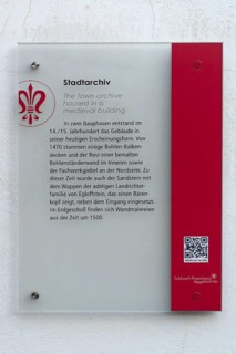 Information board at the town archive, Sulzbach-Rosenberg, Upper Palatinate, Bavaria, Germany,
