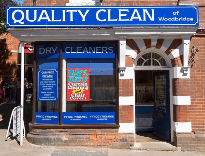Quality Clean dry cleaners shop, Woodbridge, Suffolk, England, UK