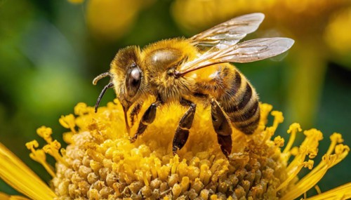 Animals, Symbol, Bee, Honey bee with pollen on its body, Apis mellifera, AI-generated, AI generated