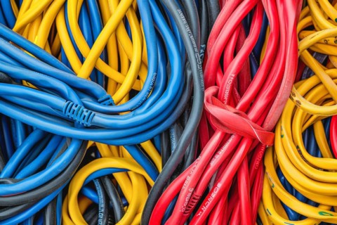 Data cable, power cable in different colours, format-filling, AI generated, AI generated, AI